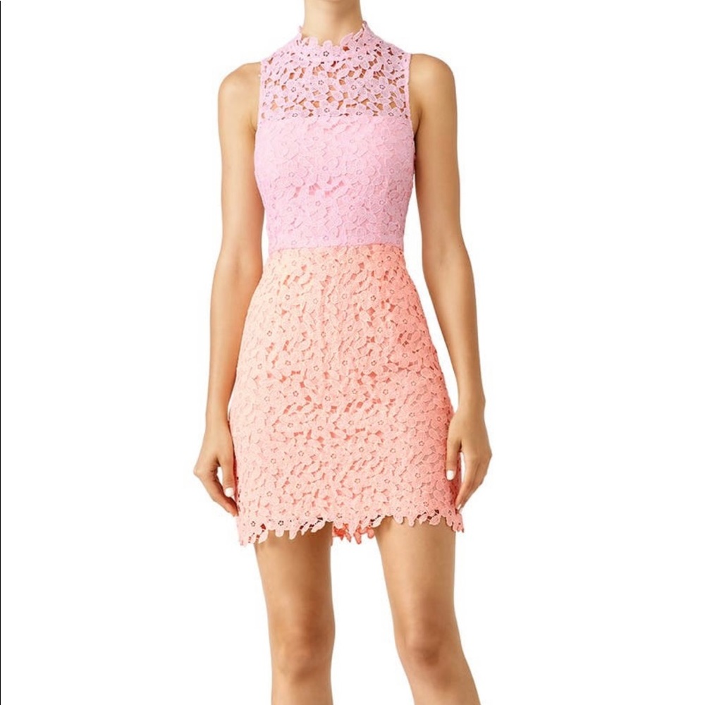 Slate & Willow Pink and Peach Lace Mini Dress